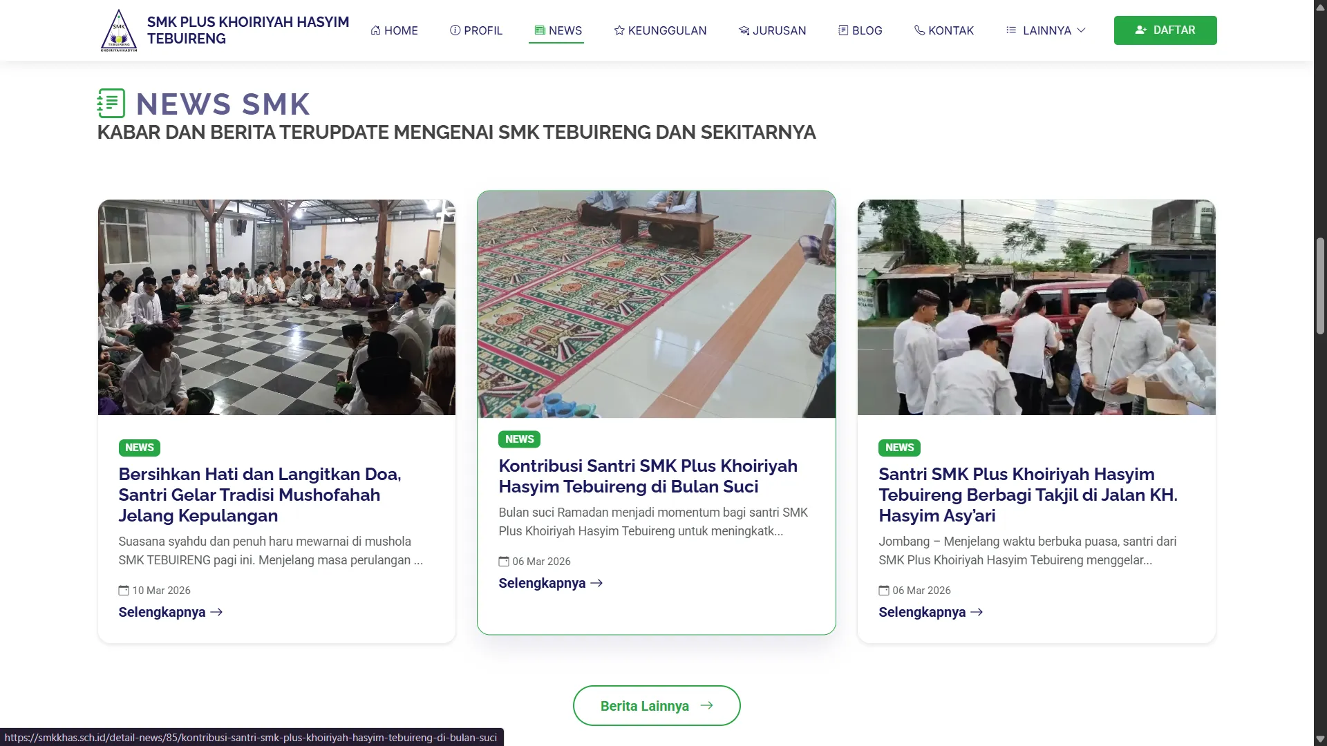 Official School Website SMK Tebuireng